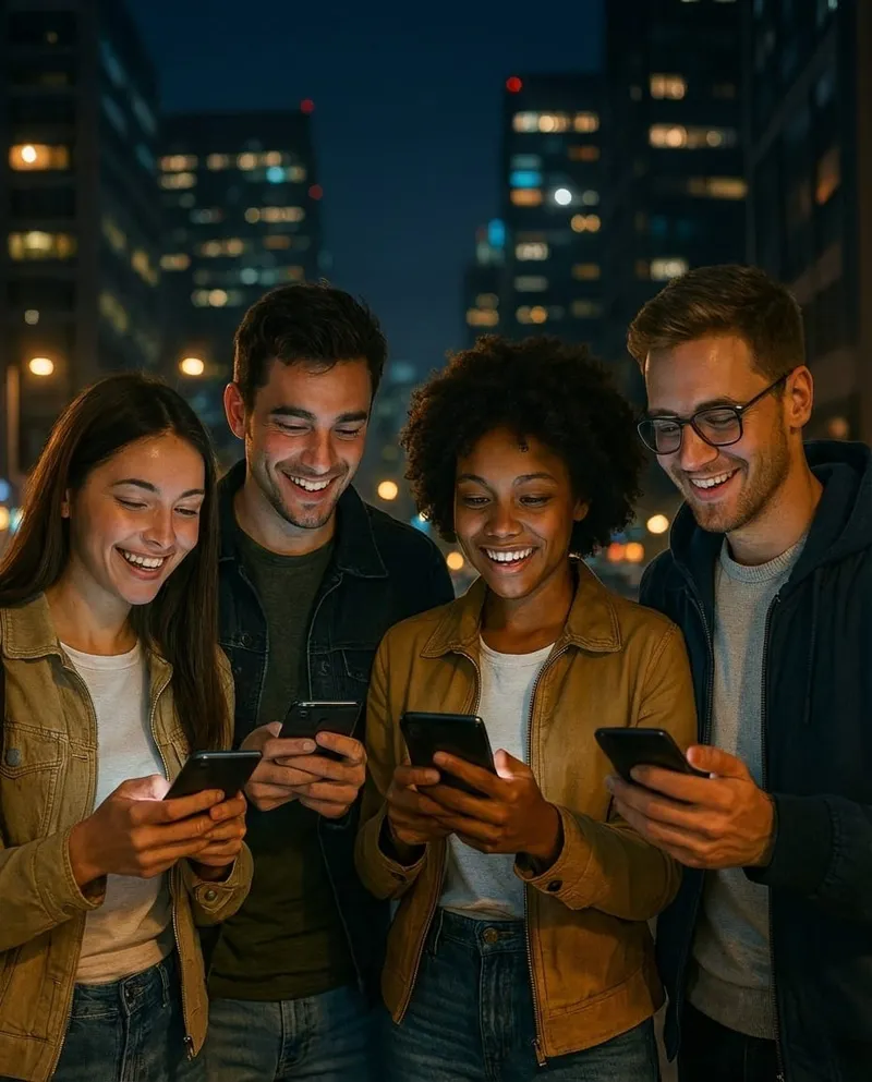 Personas usando apps móviles